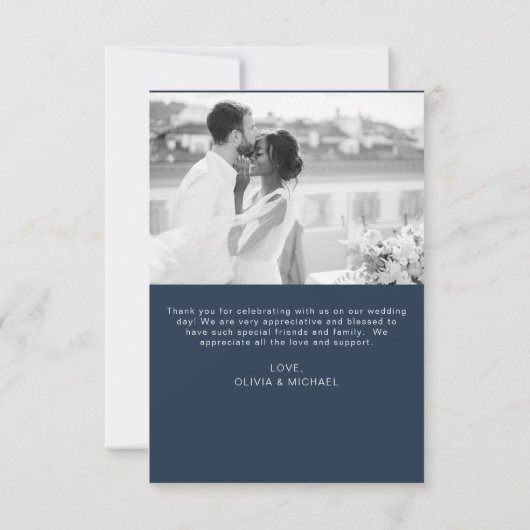 Budget Navy Blue Wedding Danke Karten (Rückseite)