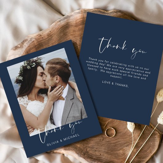 Budget Navy Blue Wedding Dankeschön Karte