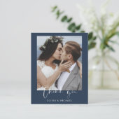 Budget Navy Blue Wedding Dankeschön Karte (Stehend Vorderseite)