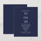 Budget Navy Blue Wedding Datum Einladung (Vorne/Hinten)