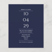 Budget Navy Blue Wedding Datum Einladung (Vorderseite)