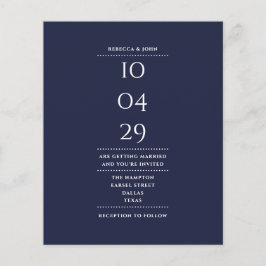 Budget Navy Blue Wedding Datum Einladung
