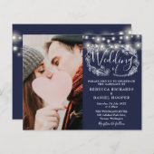 Budget Navy Blue Wedding Details Foto Einladung (Vorne/Hinten)