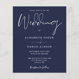 Budget Navy Blue Wedding Einladung