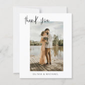 Budget Navy Blue Wedding Foto Danke Karte (Vorderseite)