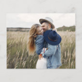 Budget Navy Blue Wedding Foto Danke Karte (Rückseite)