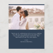 Budget Navy Blue Wedding Foto Vielen Dank Karten (Hinten)