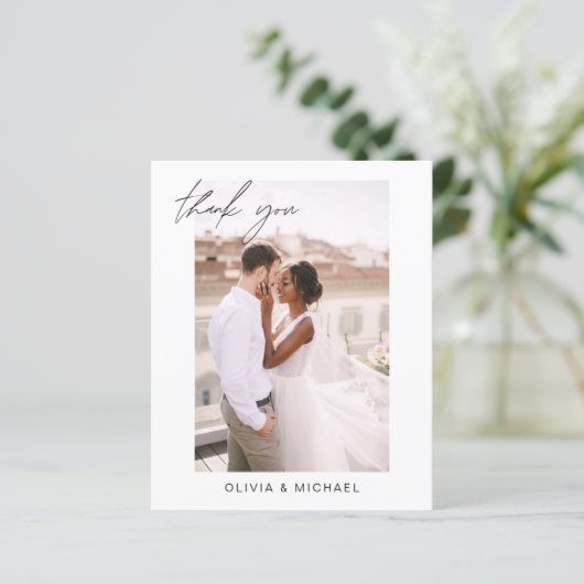 Budget Navy Blue Wedding Foto Vielen Dank Karten (Stehend Vorderseite)