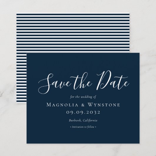 BUDGET Navy Blue Wedding speichern das Datum (Vorne/Hinten)