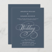 Budget Navy Blue & White Wedding Einladung (Vorne/Hinten)