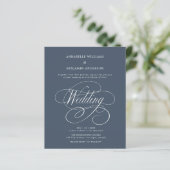 Budget Navy Blue & White Wedding Einladung (Stehend Vorderseite)