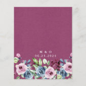 Budget Navy Blue Wine Floral Wedding Einladung (Rückseite)