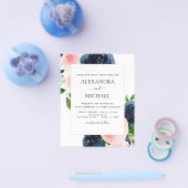 Budget Navy Blush Pink Blues Hochzeit Flyer (Einzeln)