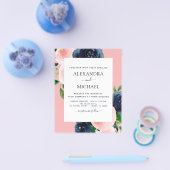 Budget Navy Blush Pink Blues Hochzeit Flyer (Einzeln)