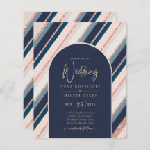 BUDGET Navy Blush Pink Rose Gold Hochzeit INVITE