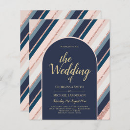 BUDGET Navy Blush Pink Rose Gold Hochzeit INVITE