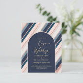 BUDGET Navy Blush Pink Rose Gold Hochzeit INVITE (Stehend Vorderseite)