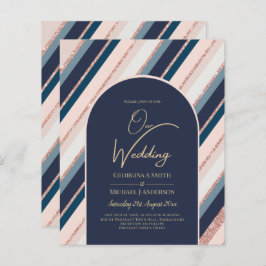 BUDGET Navy Blush Pink Rose Gold Hochzeit INVITE