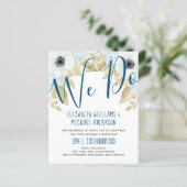 Budget Navy Bue White Anemone Hochzeitseinladungen (Stehend Vorderseite)