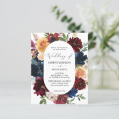 Budget Navy, Burgund Pink & Peach Floral2 Hochzeit (Stehend Vorderseite)