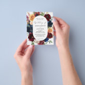 Budget Navy Burgundy Pink & Peach 2 Floral Wedding Flyer (Gruppe)