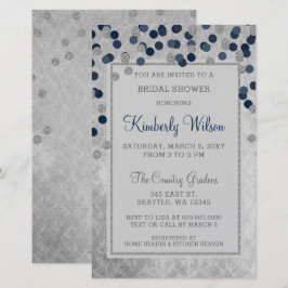 Budget Navy Confetti Bridal Dusche Einladung