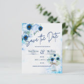 Budget Navy Dusty Blue Floral Rustic Hochzeit (Stehend Vorderseite)