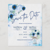 Budget Navy Dusty Blue Floral Rustic Hochzeit (Vorderseite)