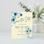 Budget Navy Dusty Blue Floral Rustic Hochzeit (Stehend Vorderseite)