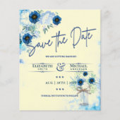 Budget Navy Dusty Blue Floral Rustic Hochzeit (Vorderseite)