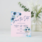 Budget Navy Dusty Blue Floral Rustic Hochzeit (Stehend Vorderseite)