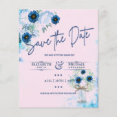 Budget Navy Dusty Blue Floral Rustic Hochzeit (Vorderseite)