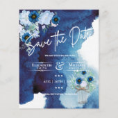 Budget Navy Dusty Blue Floral Rustic Hochzeit (Vorderseite)
