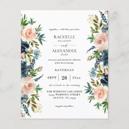 Budget Navy Dusty Blue & Pink Blush 1 Hochzeit Flyer
