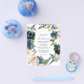 Budget Navy Dusty Blue & Pink Blush 2 Hochzeit Flyer (Einzeln)