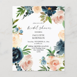 Budget Navy & Dusty Blue, Pink Brautparty Flyer