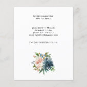 Budget Navy & Dusty Blue Pink Floral Brautparty (Rückseite)