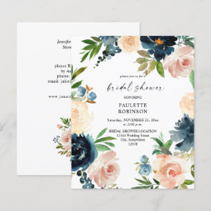 Budget Navy & Dusty Blue Pink Floral Brautparty
