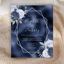 Budget Navy Dusty Blue Silver Floral Wedding