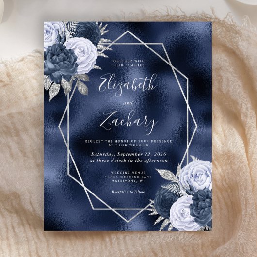 Budget Navy Dusty Blue Silver Floral Wedding
