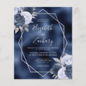 Budget Navy Dusty Blue Silver Floral Wedding (Vorderseite)