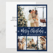 Budget Navy Foto Collage Weihnachtsweihnachtskarte (Vorne/Hinten)