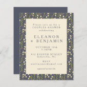 Budget Navy Garden Floral Couples Dusche einladen (Vorne/Hinten)