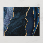 Budget Navy Gold Agate Dark Wedding Save the Date (Rückseite)