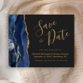 Budget Navy Gold Agate Dark Wedding Save the Date
