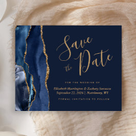 Budget Navy Gold Agate Hochzeit Sichern Sie das Da