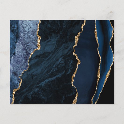 Budget Navy Gold Agate Hochzeit Sichern Sie das Da (Rückseite)
