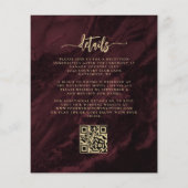 Budget Navy Gold Blumen Burgund QR Code Hochzeit (Rückseite)