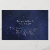 Budget Navy Gold Botanische Foto Holiday Card (Rückseite)
