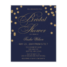 Budget Navy Gold Confetti Bridal Dusche Einladung